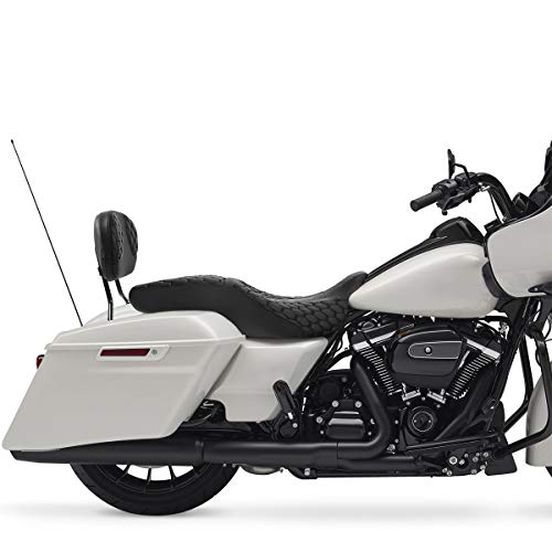 Rider Seat Cushion, SLMOTO 2-Up Motorcycle Seat One-Piece Driver Rider Passenger Seat and Sissy Bar Pad For Harley Touring Road King Street Glide Street Electra Road Glide 2014-2023 - color: Black + Passenger Backrest PAD