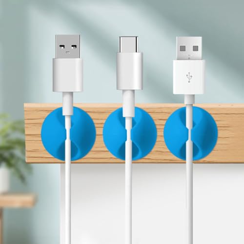 3 PCS Cable Organizer Set Wire Possessioner Cord Management Clips for Tangle-Free Storage and Desk Cable Organization Blue - color: Blue