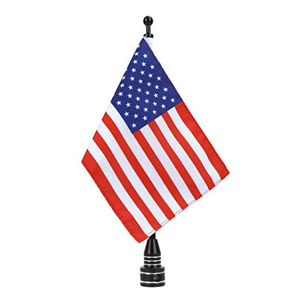 American Flag USA With Black Motorcycle Flag Pole Mount For Harley Davidson Honda Goldwing CB VTX CBR Yamaha - Fits 1/2" Round Luggage Rack - color: American Flag Black Flagpole