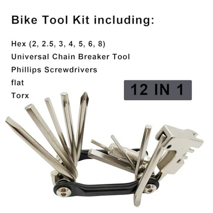 WIWUE GUO Bike Chain Tool, Ultimate Bike Multitool Kit | Lightweight Stainless Steel, Includes Chain Breaker, Tire Repair Kit, Motorcycle Accessories