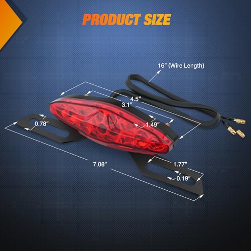 Nilight Motorcycle Tail Lights LED Brake Running Light with License Plate Bracket Dirt Bike Rear Lighting Compatible with Honda Yamaha Kawasaki Suzuki Chopper Turing Cruiser, Red - color: Motorcycle Tail Lights Red 2PCS