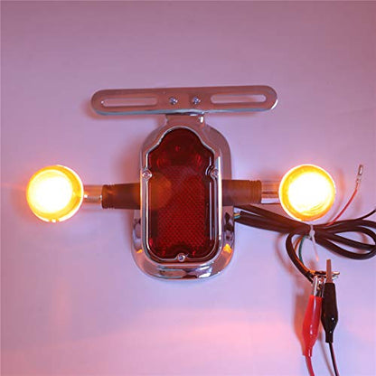 HTTMT- Motorcycle Chrome Smoke Metal Tombstone Brake Tail W/Light Signal Compatiable With Big Twin Motorcycle Bike [P/N: XH3118B-A-01-CD+SK] - color: Smoke
