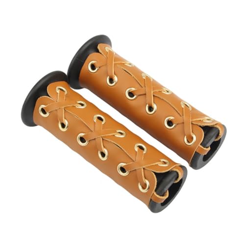 A Pair of PU Leather Bike Handlebar Grips Protector Antislip Handle Bar Protective Cover for Bikers,Motorcycle,Electric Bicycle - color: yellow