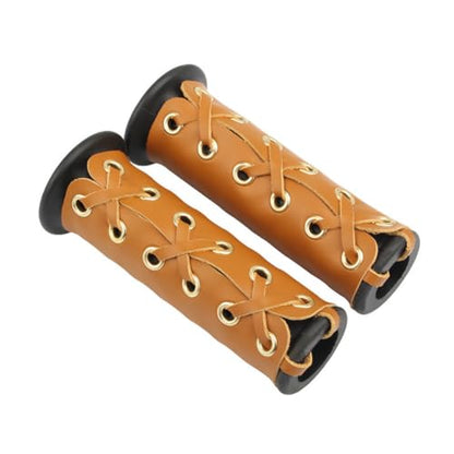 A Pair of PU Leather Bike Handlebar Grips Protector Antislip Handle Bar Protective Cover for Bikers,Motorcycle,Electric Bicycle - color: yellow