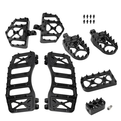 MX Wide Floorboards Foot Pegs Brake Pedal Cover Shifter Peg Kit for Harley Touring 1986-2023 Road Glide Street Glide 86-2017 Softail Fat Boy FL 2012-2016 Dyna FLD (Black) - color: Black