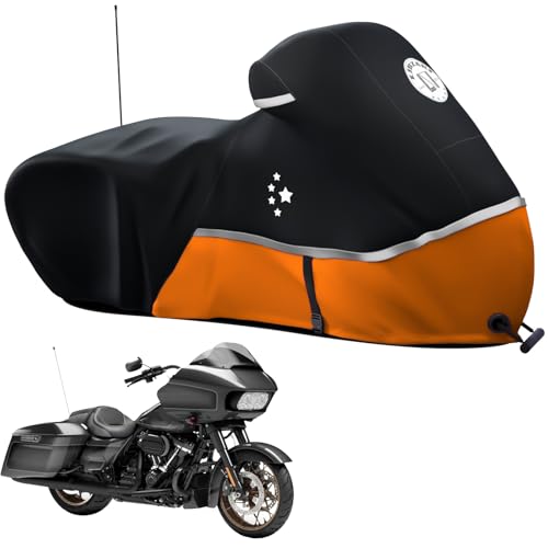 Motorcycle Cover Storage for Touring Models Harley Davidson Road King,Road Glide,Street Glide, Electra Glide,Heritage Classic,Low Rider-ST,and Most Motorcycles Orange - color: 420D Orange, size: Side Box