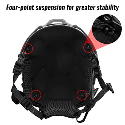 Tactical Helmet Chin Strap Adjustable Dial 4 Points Suspension System with Bolts and Screws for Tactical Fast MICH Bump Helmet Accessory - color: Black