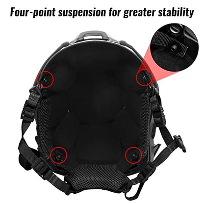 Tactical Helmet Chin Strap Adjustable Dial 4 Points Suspension System with Bolts and Screws for Tactical Fast MICH Bump Helmet Accessory - color: Black