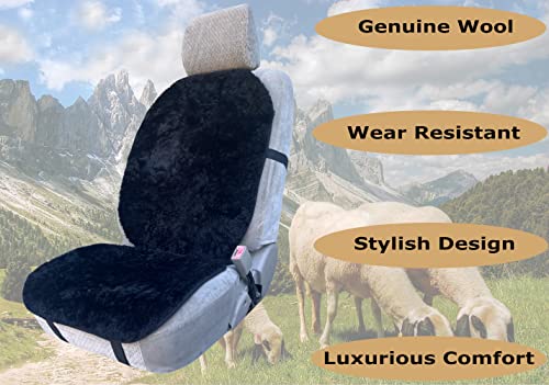Genuine Sheepskin Car Seat Covers Shearing Car Seat Covers Sheepskin Wool Detachable Premium Car Seat Cover (Black Color (2 Pack)) - color: Black Color (2 Pack)