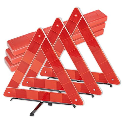 CARTMAN 3 Pack Warning Triangle Reflective Warning Road Safety Triangle Kit with Reinforced Cross Base and Carrying Case - size: Cross Base