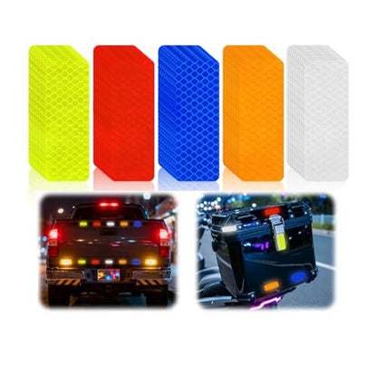 100pcs Reflective Stickers Hi Vis Reflective Tape Outdoor Waterproof Reflective Strips for Bikes Car Trailer Motorcycle Helmet Backpack Mailbox Scooter Golf Cart Clothing Post Red Yellow (100pcs)