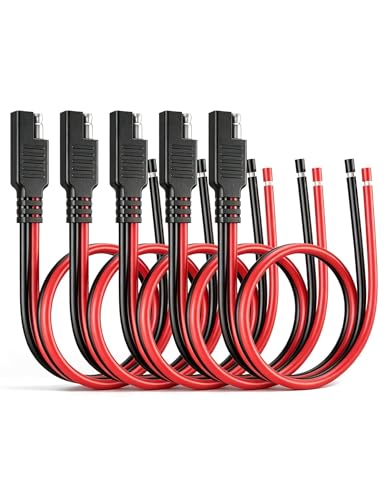 Oyviny 14AWG SAE Connector 1 Feet SAE Extension Cable, 5PCS Heavy Duty 14 Gauge 2 Pin Quick Connect Plug for Battery Tender Solar Panel Motorcycle Car RV - size: 5PCS