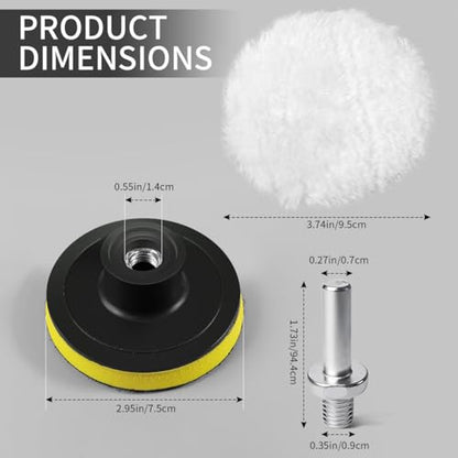 7 Piece 3 Inch Wool Buffing Pad, Drill Buffer Connecting M10 Drill Adapter, Buffing Pads, for Car Polishing and Waxing, Painting Tabletops, Old Leather Sofas, Tile Polishing - size: 7 Piece 3 Inch