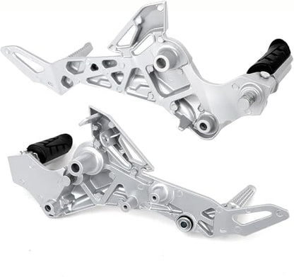 Mokuo Motorcycle Footrest Assembly,1 Pair Footpegs Kit in Alloy Aluminum Material Fit for Honda Grom Msx 2017-2020,Silver Color - color: 1 Pair - Silver