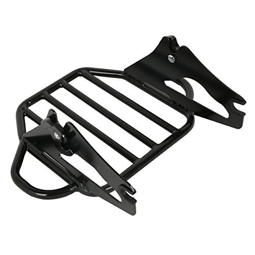 XFMT Motorcycle King Detachable Two-Up Luggage Rack for Harley Touring Road King Street Glide Road Glide Electra Glide 2009-Later, Gloss Black - color: Harp-Shape Luggage Rack-Gloss Black