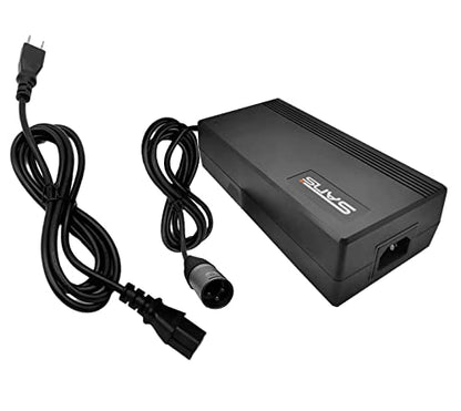 Syvrac Smart Charger with an Microphone XLR Head for 48V Li-ion Battery Used in E-Bikes and E-Scooters, and it Comes with a 54.6V 2A Power Adapter and an XLR Connector
