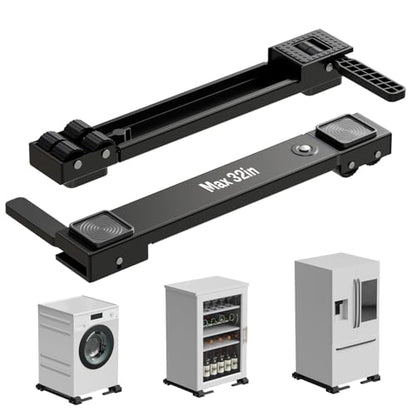 Appliance Rollers Heavy Duty,Newest Extendable Appliance Sliders,Liftable Washing Machine Base,Easily Move Washer and Dryer Machines,Refrigerators,Furniture-Black - color: Black