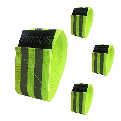 Reflective Band for Wrist, Arm, Ankle, Leg. High Visibility Reflective Running Gear for Men and Women for Night Running Cycling Walking Bicycle. Safety Reflector Tape Straps (4 PCS)