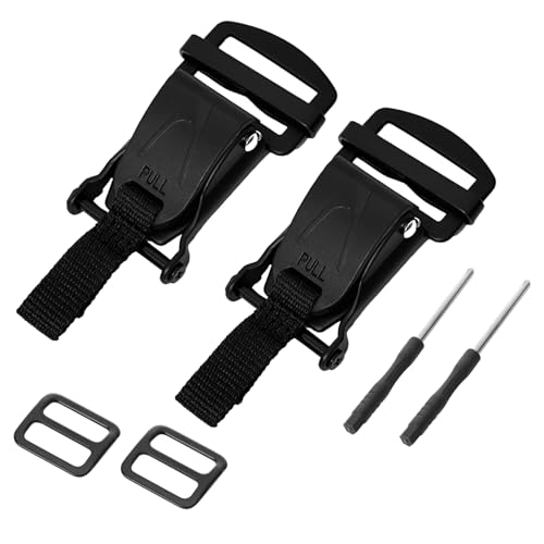 Helmet Quick Release Buckle Kit Stainless Steel Ratcheted Chin Strap Adapter for Motorcycle Helmets Easy Installation - color: Black1, 2pcs