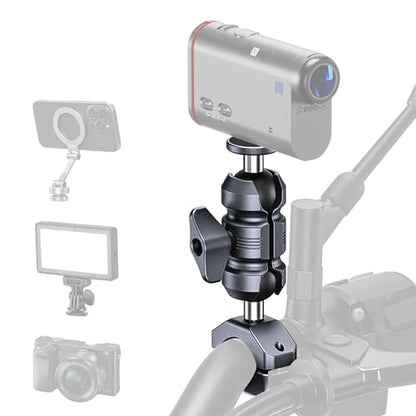 Sport Camera Holder with 1/4" Thread Ball Adapter, Install 22-32mm Diameter Round Bars, 25mm Ball, Aluminum, U-Bolt Base for ATV/Scooter Handlebar (KCB-2) - color: KCB-2 Suitable for 0.85“ to 1.14” rails
