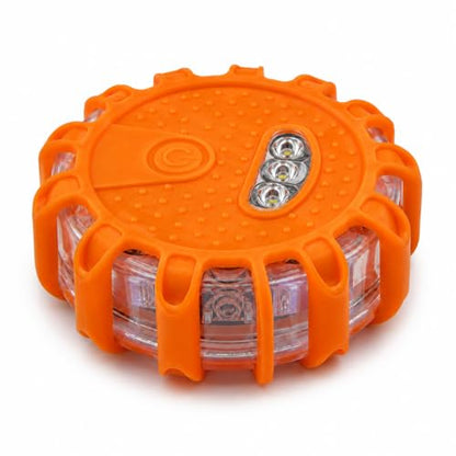 Huyumpxy LED Road Flares Emergency Lights, 9 Flashing Modes Roadside Safety Warning Light with Magnetic Base & Built-in Hook, Battery Powered Safety Beacon for Car, Truck, Motorcycle, Camping, 1 Pack