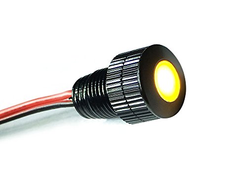 Oznium BRIGHTEST Light Bolt - Flush Mount 12V LED Light for Bumper, Grille, Cars Interior, Dash, Ambient Lighting, Motorcycle w/SLEEK Aluminum Housing & Screw Nut (11 mm Black, Warm White LED) - color: 3,000K Warm White LED, size: 11mm (about 7/16")