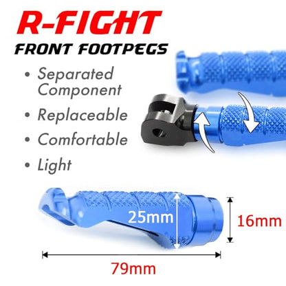 MCMOTOPARTS R-FIGHT Front Rider Footpeg Footpegs Foot Pegs Footrests Blue Compatible with ER-6F 2006-2008 06 07 08 - color: Blue, size: Standard (No Extension)