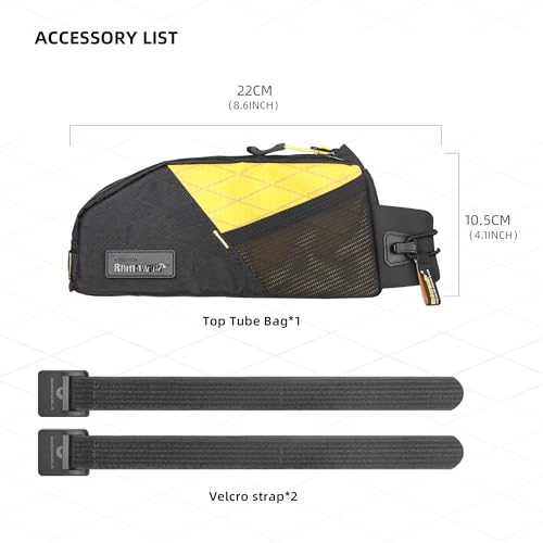 Rhinowalk Bike Frame Bag 1.2L, Waterproof Handlebar Bag with Phone Holder, Small Front Bag with Strap or Screw Mount, Fits Most Bikes – Black+Yellow - color: Black+Yellow, 1.2L