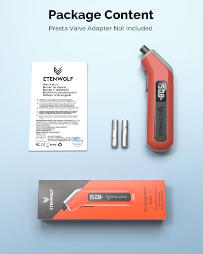 ETENWOLF T300 Digital Tire Pressure Gauge 3-200 PSI, Industrial Tire Gauge Calibrated to ANSI B40.7 Grade 2A(Plus-Minus 0.5%), Replaceable AAA Batteries (Vivid Orange) - color: Vivid Orange
