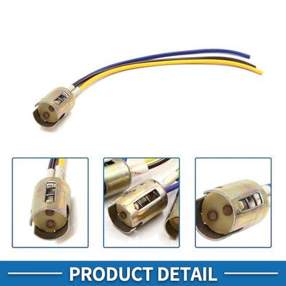 1157 LED Motorcycle Brake Stop Light Extension Wire Socket Holder Adapter Connector Durable Plastic Metal Bronze Tone (Set of 3)