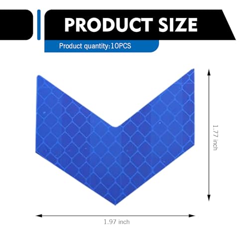 10 PCS Car Arrow Reflective Stickers, 1.97" x 1.81" Waterproof Safety Tapes, High Visibility Night Caution Warning Reflective Stickers, Universal for Most Cars (Blue) - color: Blue