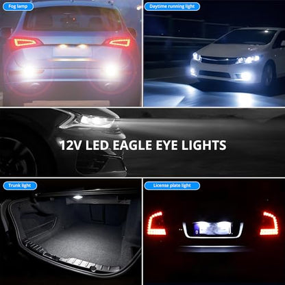 4Pcs 23mm DC 12V Black shell Eagle Eye Cob LED Car Fog DRL Daytime Running Light Backup Reverse Tail Rock Lights Headlights Signal Lamp Small bulb diy use for car and motorcycle (White) - color: White