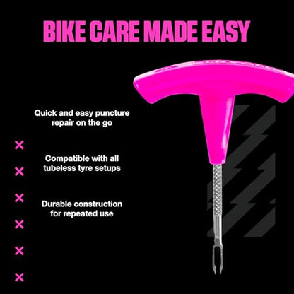 Muc-Off Puncture Plug Kit - Tubeless Tyre Puncture Repair with Plugger and Plugs