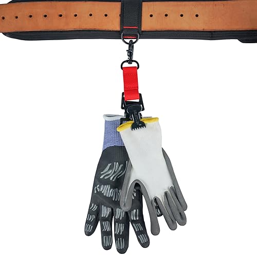 MELOTOUGH Firefighter Glove Strap | Work Glove Holder Clip with Glove Leash Swivel Snap Hook,Alligator Clip - color: Red