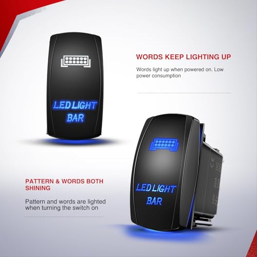 Nilight 16AWG LED Light Bar Wiring Harness Kit 12V On Off 5Pin Rocker Switch Laser Waterproof Toggle Power Relay Blade Fuse for Cars Boat ATV Trucks - 3 Leads Bule - color: 16AWG Wiring Harness-3 Leads