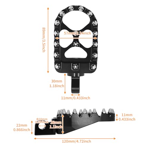 Foot Pegs MX Offroad Footpegs CNC 360° Roating Fit For Harley Sportster Iron 883 Softail Street Glide Dyna Fatboy Black - color: Black with Cone Spikes