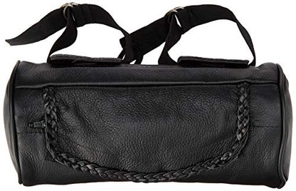 Genuine Soft Leather Universal Motorcycle Tool Bag w/Braid Trim