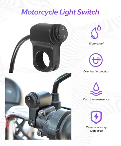 Motorcycle Handlebar Switch,Car Accessories Handlebar Switch,Waterproof Motorcycle Light Toggle Switchs,Powersports Handlebar Accessories,Suitable for Most Motorcycles,ATVs,Bikes,and UTVs