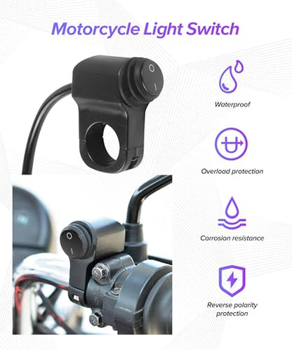 Motorcycle Handlebar Switch,Car Accessories Handlebar Switch,Waterproof Motorcycle Light Toggle Switchs,Powersports Handlebar Accessories,Suitable for Most Motorcycles,ATVs,Bikes,and UTVs