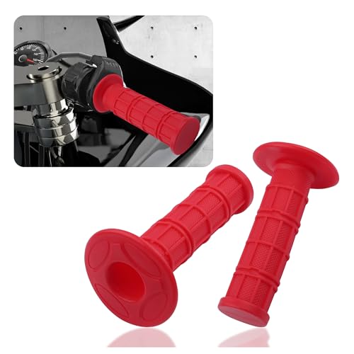 2PCS Motorcycle Grips,Anti-Slip Rubber Dirt Bike Grips with 7/8" Left & 1" Right Compatible with CRF KXF,Universal Motorcycle/Bike Handlebar Grips for Women & Men (Red) - color: Red