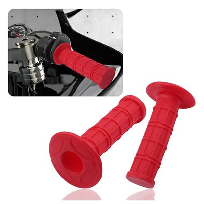 2PCS Motorcycle Grips,Anti-Slip Rubber Dirt Bike Grips with 7/8" Left & 1" Right Compatible with CRF KXF,Universal Motorcycle/Bike Handlebar Grips for Women & Men (Red) - color: Red