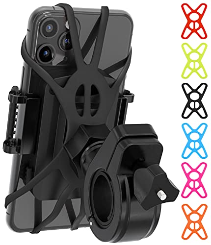 TruActive Premium Bike Phone Mount Holder | Universal Cell Phone Mount for 4"-7" Phones | Includes 6 Reusable Color Bands | Tool Free Handlebar Mount for Bicycle, Motorcycle, Electric Scooter, ATV
