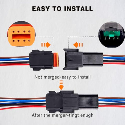 8 Pin Waterproof Connector,8 Wire Electrical Car Auto Connector,With 20CM 16AWG Long Male Female Plug Quick Disconnect Wire Connectors for Car Truck Motorcycle Marine Boat(1 Pairs Black) - size: DT 8P