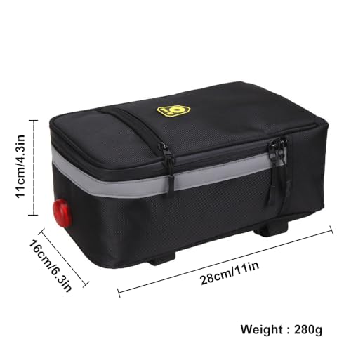 MansWill Bike Rack Bag, Bicycle Rear Seat Trunk Bag, Waterproof Bike Pannier Bag with Reflective Strip, Cycling Rear Rack Storage Bag for Mountain Road Bike – Black