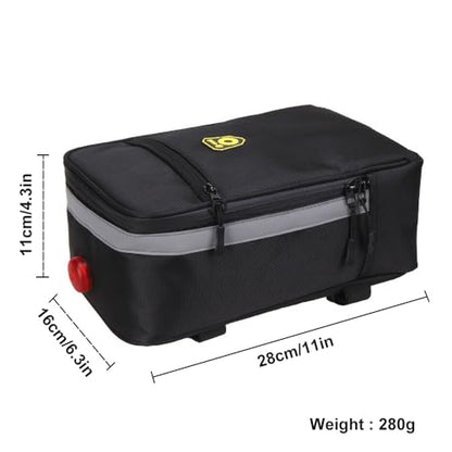 MansWill Bike Rack Bag, Bicycle Rear Seat Trunk Bag, Waterproof Bike Pannier Bag with Reflective Strip, Cycling Rear Rack Storage Bag for Mountain Road Bike – Black
