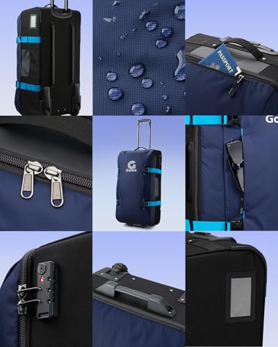 Gonex Rolling Duffle Bag with Wheels, Water-repellent 90L Nylon Large Wheeled Travel Duffel Luggage with TSA Lock & Telescopic Handle 30 inch, Dark Blue - color: Dark Blue, size: 30 inch