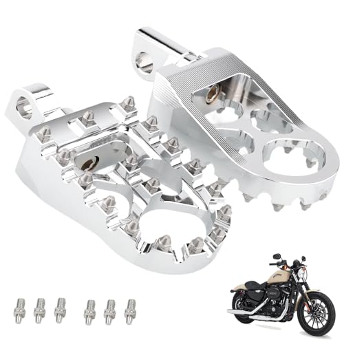 CNC Foot Pegs Alumiunm MX Footpegs Compatible with Harley Davidson Dyna Touring Road King Softail Sportster - color: Chrome, size: Dyna, Touring, Road King, Softail, Sportster