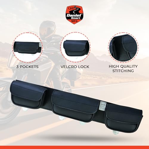 Daniel Smart Motorcycle Windshield Bag for Harley Touring 1996-2013, 3-Pocket Waterproof Batwing Fairing Windscreen Bag Compatible with Electra Glide, Street Glide FLHX FLH, Trike Models