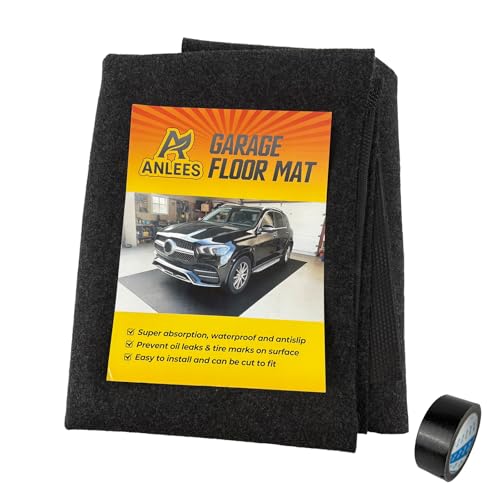 Oil Spill Mat 4.9'x6' - Absorbent & Waterproof Garage Flooring Mats for Under Car - Reusable, Washable, Non-Slip, Anti-Leak - Protects Driveway from Oil & Liquids - Cuttable Polyester Mat - size: 4.9'×6'