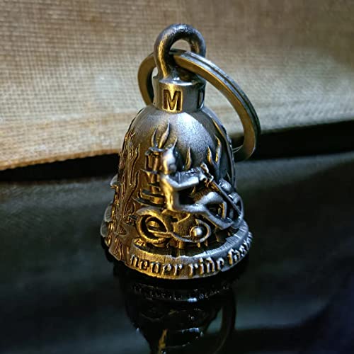 Dream Apparel Motorcycle Bell Guardian Angel Drive Away Gremlin, Biker Bell for Men Women Rider Riding, Good Luck Gift - color: Rider and Angel